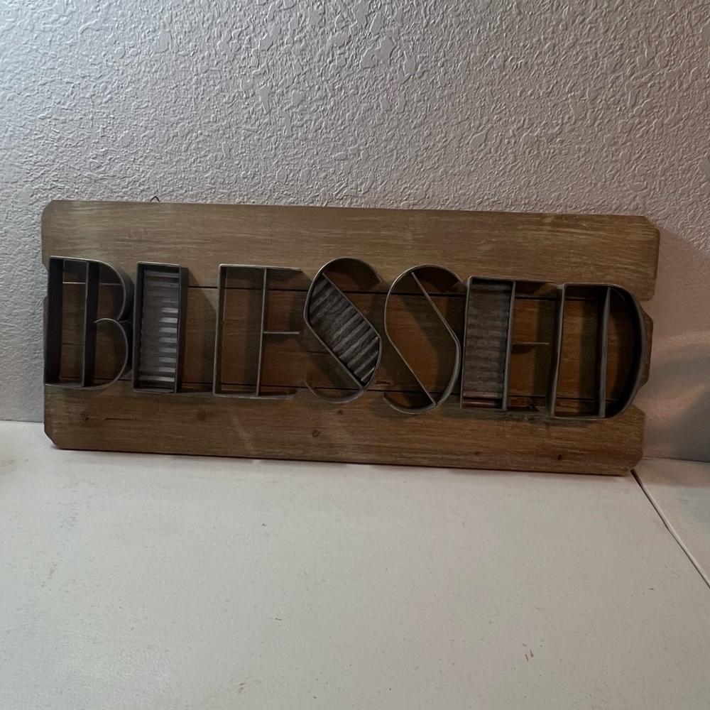 BLESSED Wooden Sign Wall Decor